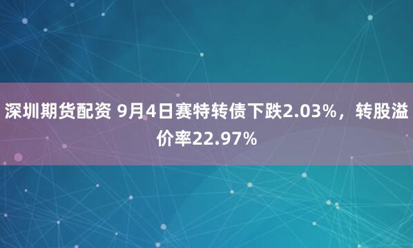 深圳期货配资 9月4日赛特转债下跌2.03%，转股溢价率22.97%